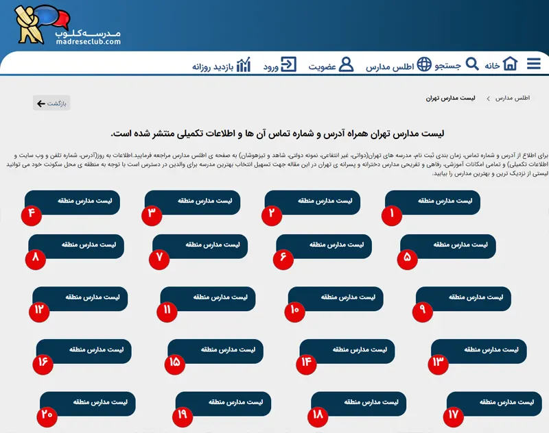 معرفی اطلس مدارس مناطق تهران