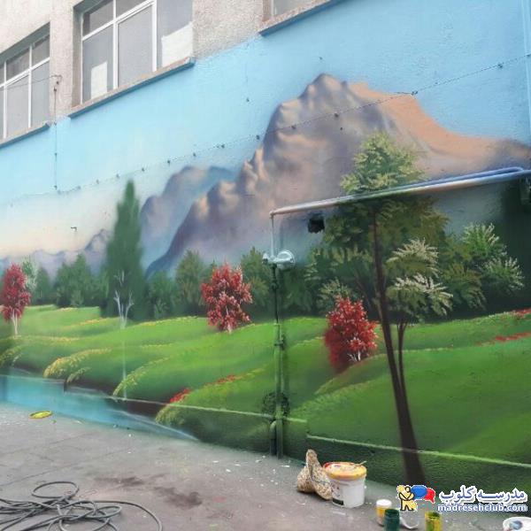نقاشی دیوار مدرسه - گروه هنری باران