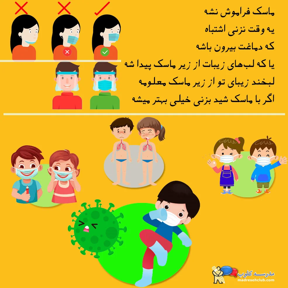 زدن ماسک دانش آموزان برای مبارزه با کرونا ویروس در شروع سال تحصیلی 