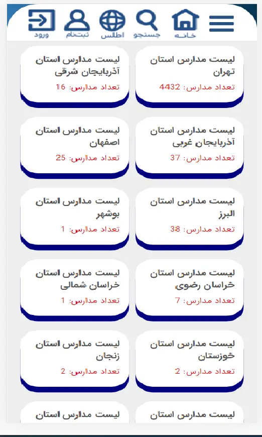 لیست مدارس کل کشور